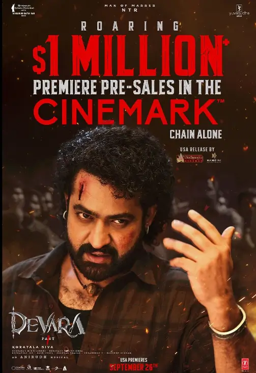 Devara Advance Booking DAY 1,अमेरिका में की 17 करोड़ की कमाई तेलुगु भाषा में बुकिंग हुई तेज़ 1 KKK 3