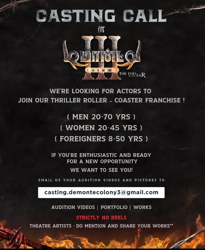 Demonte Colony 3 shooting starting soon